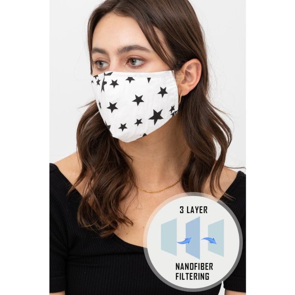 White Star Reusable 3Layer Filter Pocket Face Mask - Picture 2 of 8